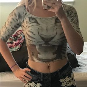 Volcum white leopard crop top size xs